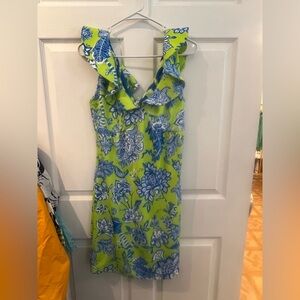 Gretchen Scott sz xs Floral Green and Blue Dress